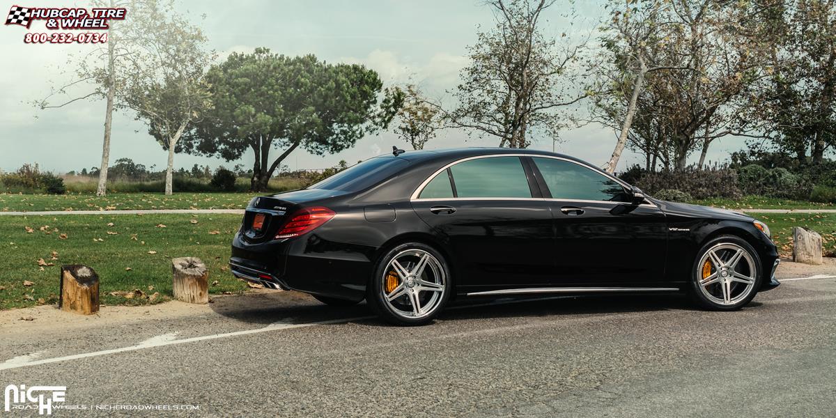 vehicle gallery/mercedes benz s63 amg niche mach v  Brushed Face | Hi Luster Polished Windows | Polished Lip wheels and rims